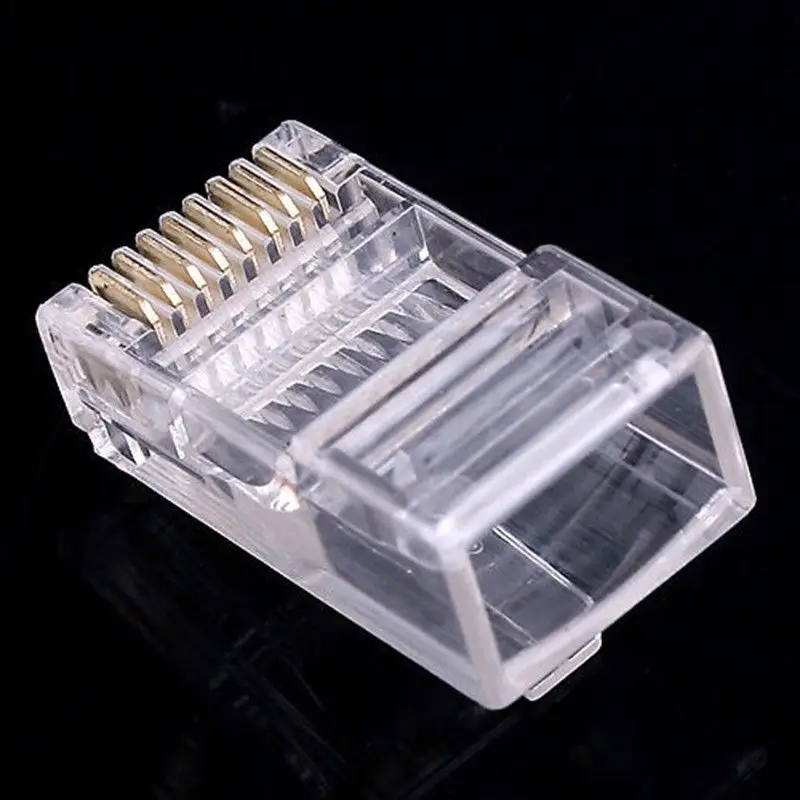 1000PCS/Lot  Crystal 8Pin RJ45 Modular Plug Rj-45 Network Cable Connector Adapter for Cat5 Cat5e Cat6 Rj 45 Ethernet Cable Plugs