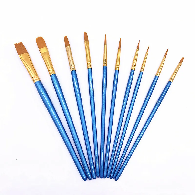 Nylon Wool Brush 50 Pearlescent Blue Rod Nylon Wool Set Combination Brush Blue Oil Painting Brush Set