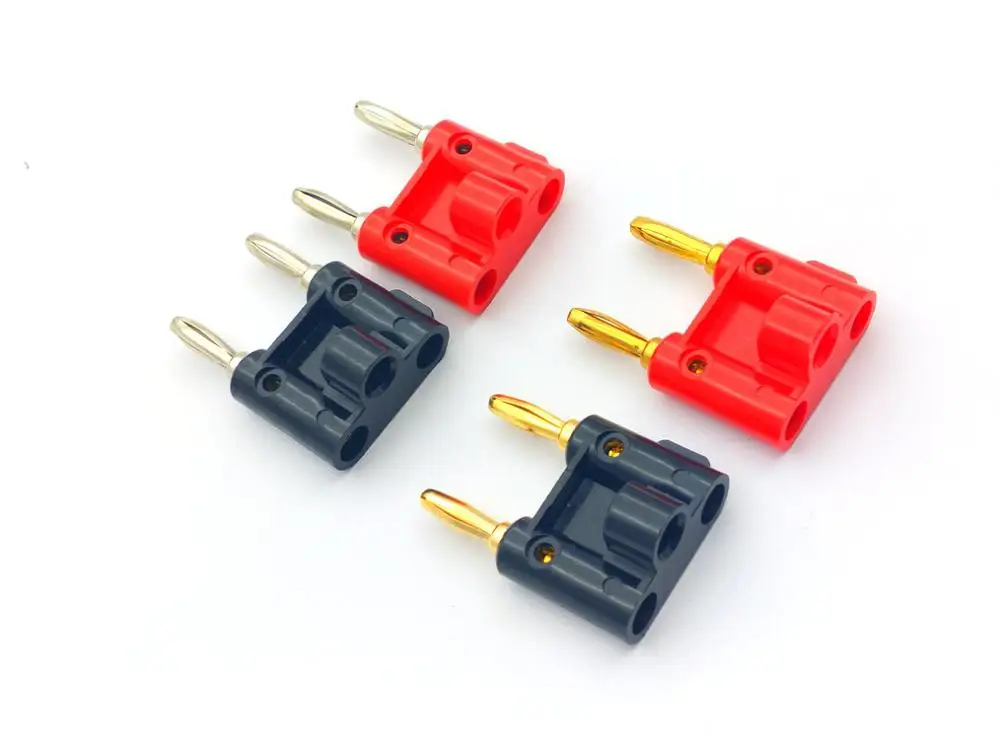 2pcs Dual 4mm Banana Plug Speaker Nickel plated/Gold-plated Connectors Screw Type red+black