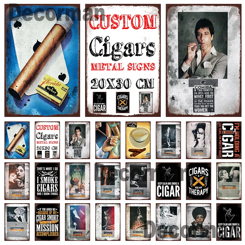 

[ Mike86 ] Cigars THERAPY Metal sign Wall Plaque Retro Painting Party home Decor LTA-3177 20*30 CM
