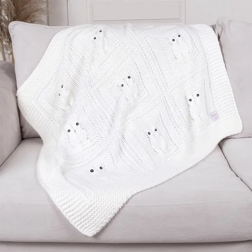 Betireshome Knit Baby Blanket Raw White