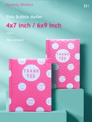 50PCS Pink Polka Dots Poly Bubble Mailers CD/Lipstick/Eyelash Gift Shipping Package Self Sealing Padded Mailing Envelope Bags