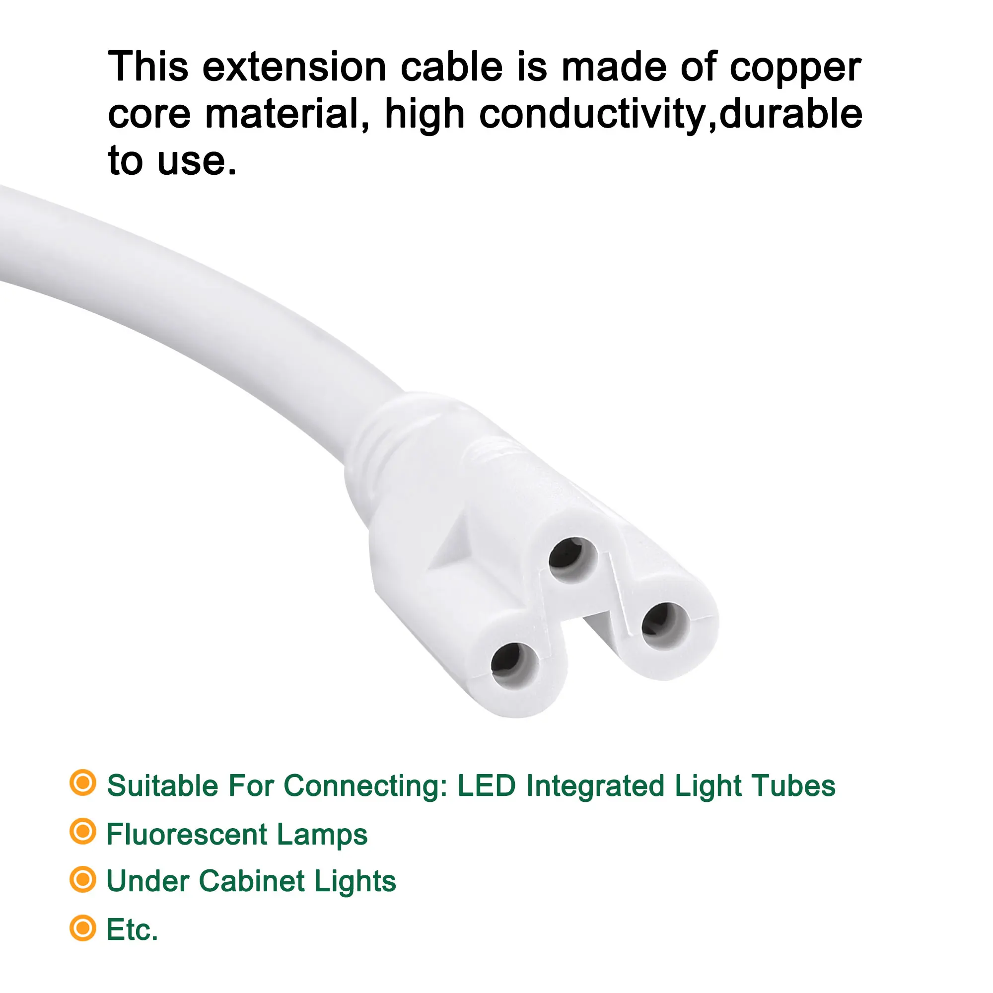 2Pcs 0.5m-2m T5 T8 Double End 3Pin LED Tube Connector Cable Wire T5 T8 Extension Cord For Integrated LED Fluorescent Light Tube