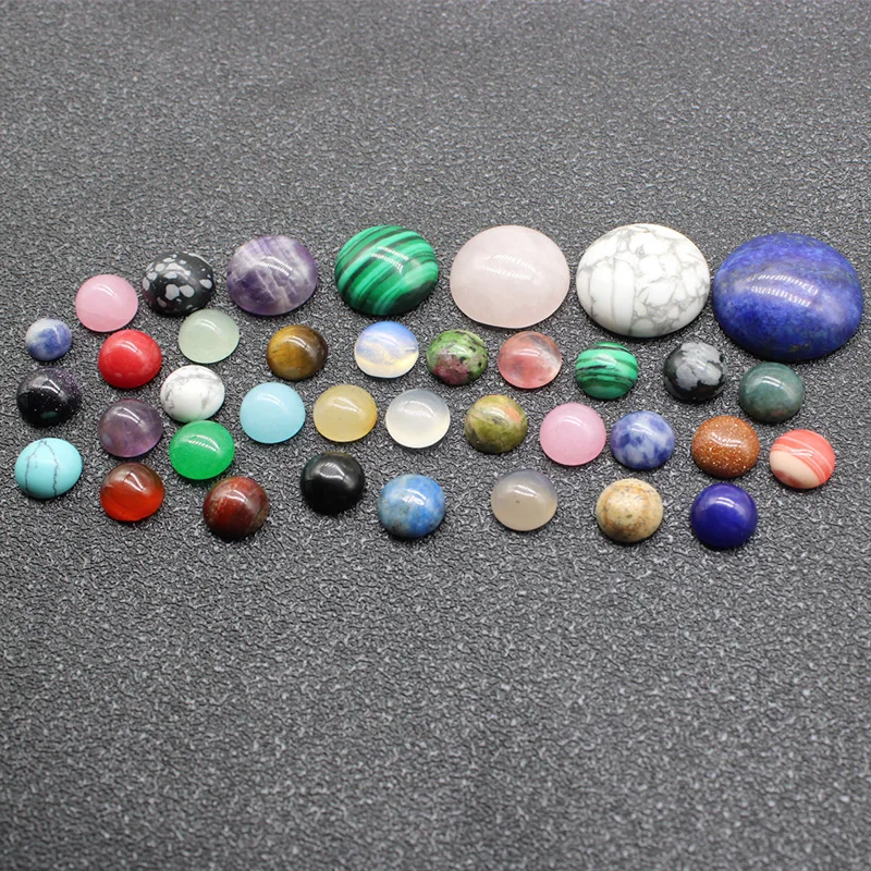 10pcs/lot 4 6 8 10 12 14 mm Round Flatback Cabochons Beads Natural Stone Agate Cabochon Base Beads for DIY Jewelry Making