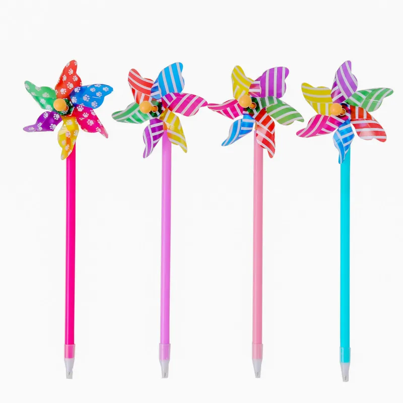 

50PCS Creative Polka Dot Striped Windmill Ballpoint Pen Blue Student Ballpoint Pen Student Stationery