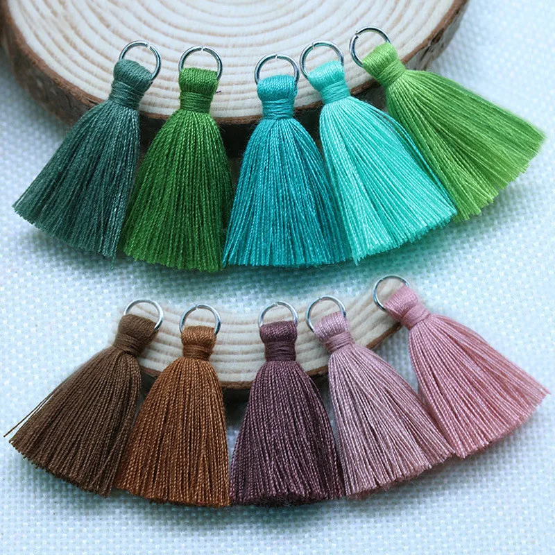 30Pcs Metal Silver Ring Tassel Pendants DIY Craft Jewelry Earrings Clothing Fringe Trim Accessories Home Textile Ornaments 35mm