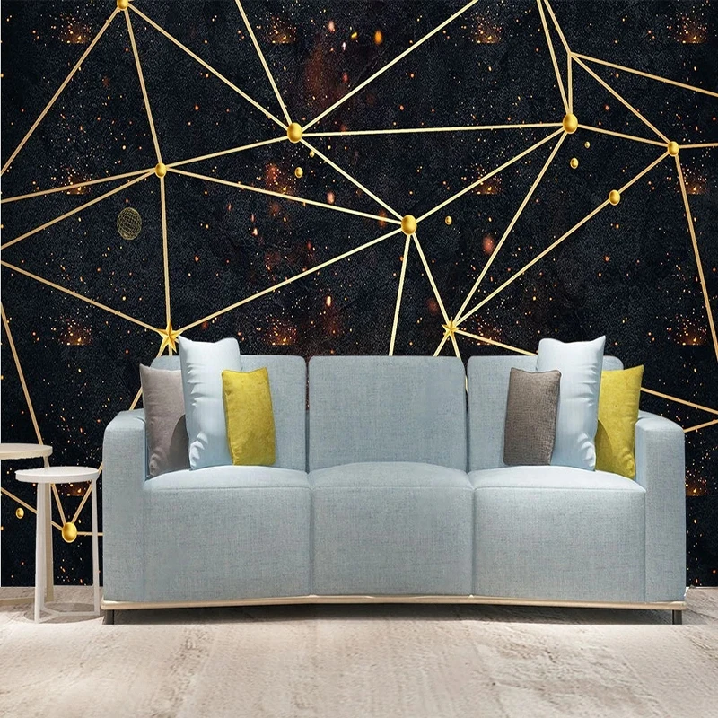 3D Modern Black Gold Geometry Mural Wallpaper Creative Art Wall Cloth Living Room Sofa Backdrop Wall Covering Home Decor Poster