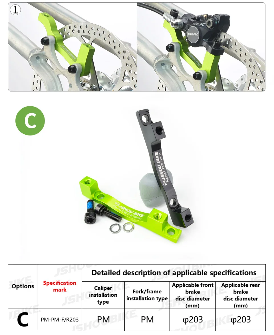 JSHOU BIKE Scheibenbremsenadapter MTB-Teile PM/IS-Konverter A auf B Scheibenbremshalterung für 140 160 180 203 mm Rotor Fahrradzubehör – Detail 9