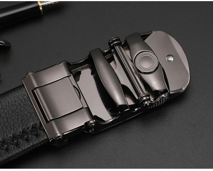 CEXIKA Men's Genuine Leather Automatic Buckle Belt Custom Engraved Name/Logo Ideal Waist Belt for Father's Day Personalized Gift