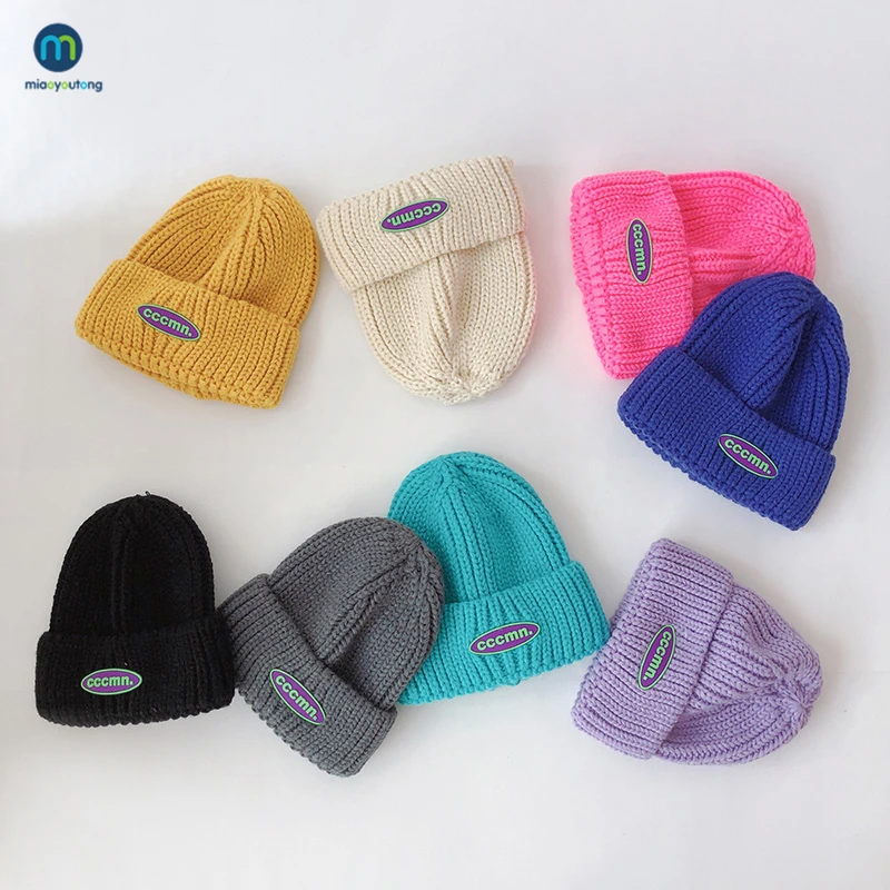 Baby Hat Solid Color Boy Girl Headwear Toddler Winter Kids Knitted Hats Children Warm Beanies Child Caps For Babies Miaoyoutong