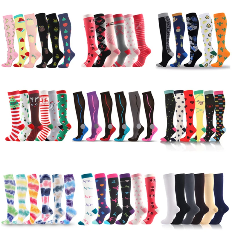 5/6/7 Combination Compression Socks Christmas Varicose Veins Blood Anti Fatigue Exercise Socks Fitness Running Cycling Care New