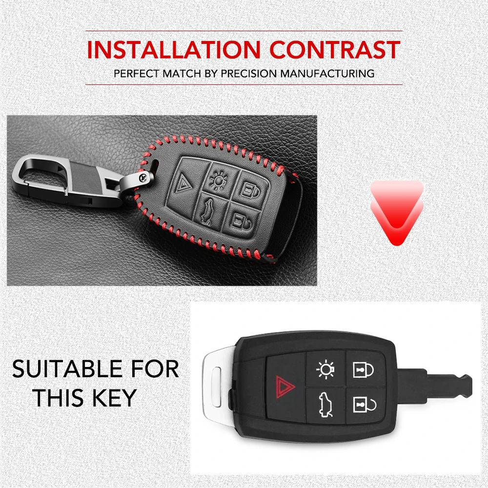 Genuine Leather Car Key Cover Case For Volvo XC90 C70 S60 D5 V50 S40 C30 Remote Key Case For Keychain Alarm Car Remote Control