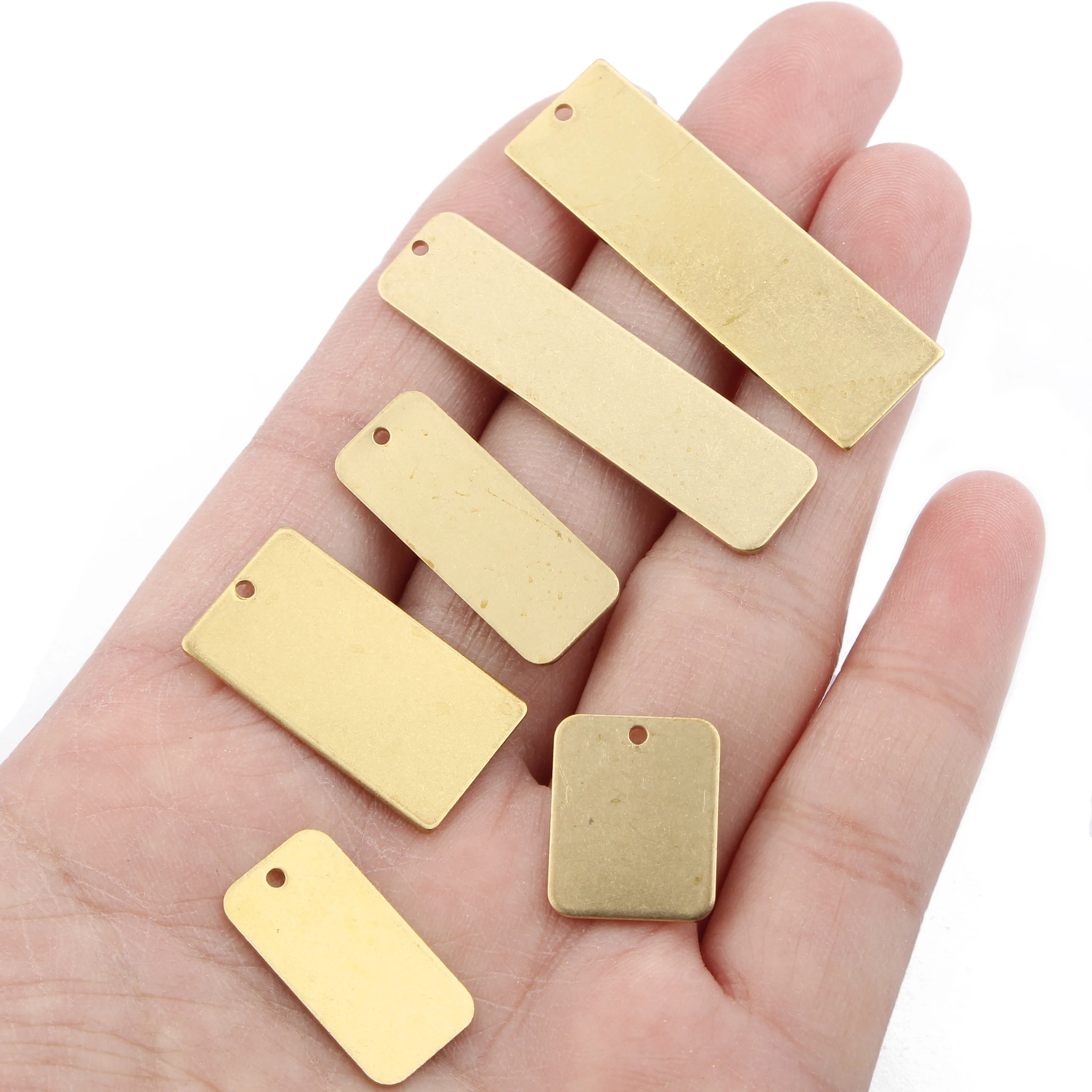 10pcs Raw Brass Flat Rectangle Tag Bar Stamping Blank Charms For DIY Earrings Bracelet Necklace Jewelry Findings Accessories