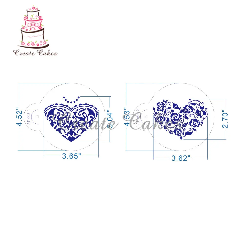 6pcs/set Hearts Cookie Stencil Fondant Cake Mold Rose Flower Biscuits Baking Mould Cake Border Decorating Pastry Spray Tool