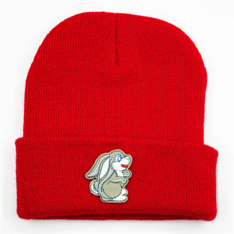 

Cotton Rabbit Embroidery Thicken Knitted Hat Winter Warm Hat Skullies Cap Beanie Hat for Men and Women 274