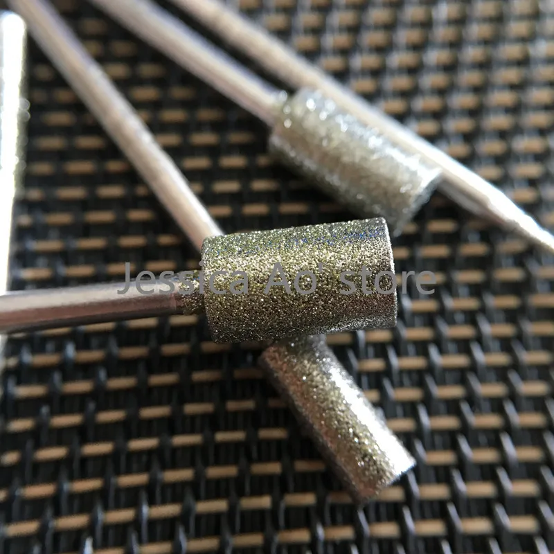 32pcs 1-6mm 2.35mm cilindro con codolo diamante punte per rettifica pietra intaglio taglierine strumenti di giada Peeling lucidatura testa di macinazione