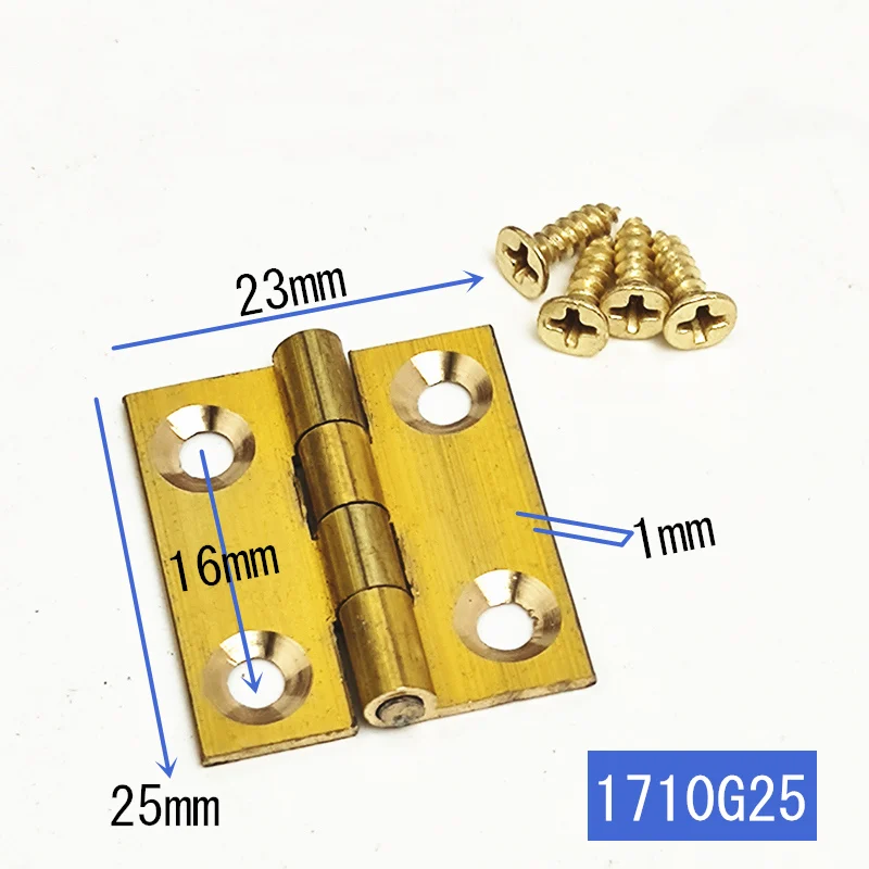 2pcs Vintage Gold Pure Copper Hinges Open 180 Degree Small Furniture Wooden Gift Box Hinge Accessories With Screws