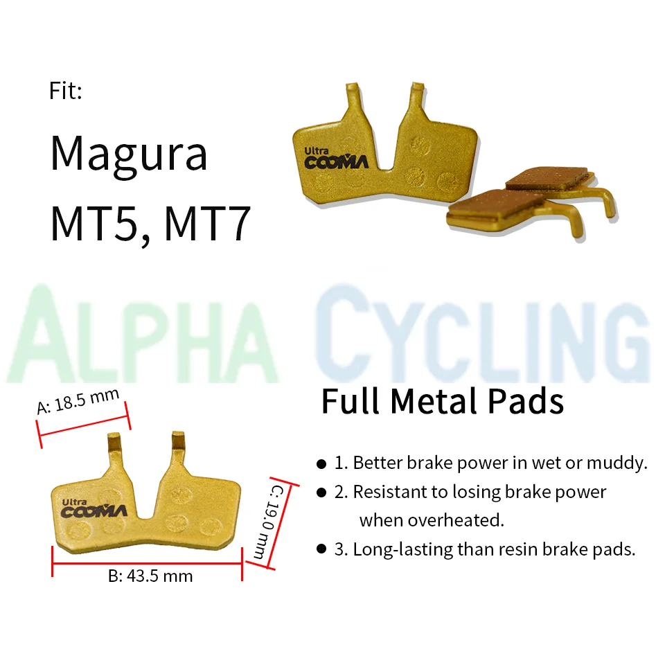 Bicycle Disc Brake Pads For Magura MT5 MT7 Caliper, 4 Pairs, Ultra Class, Full Metal