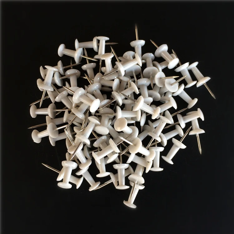 100pcs  Plastic white push pins office binding Cork Board Safety Colored pin big head needle pins