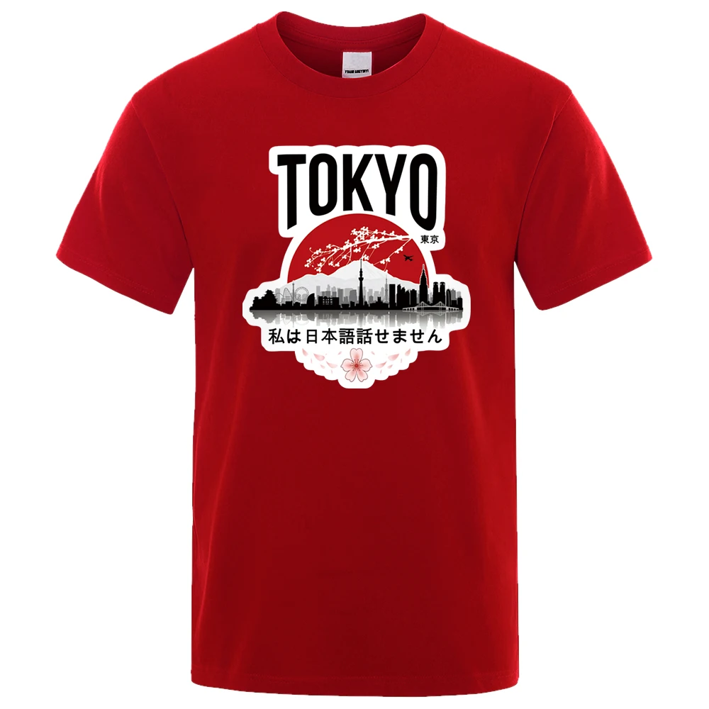 Tokyo Print T-shirts I Don\'t Speak Japanese Design Man\'s T-shirt Men Clothes 2023 Summer T Shirt Men\'s Brand Black Tops Tees