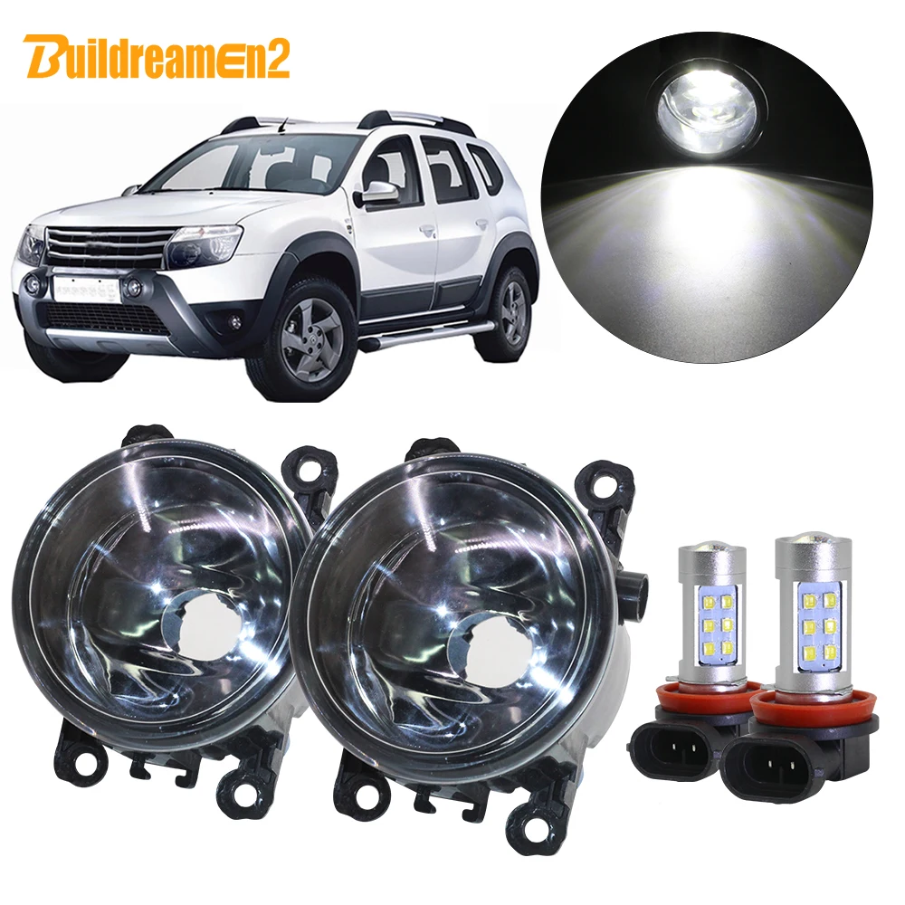 

Buildreamen2 For Dacia Duster Closed Off-Road Vehicle Car H11 Fog Light Lampshade + Bulb DRL 12V 2010 2011 2012 2013 2014 2015