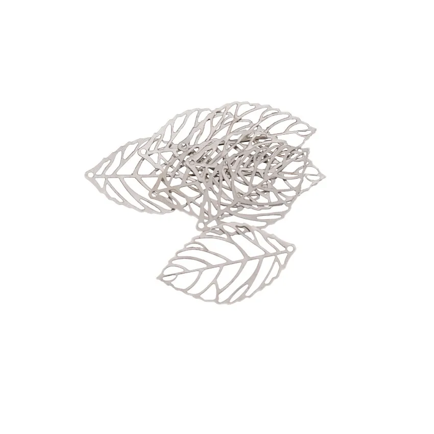 Retail 20Pcs Filigree Leaf Metal Crafts Decoration DIY Findings 35x20mm