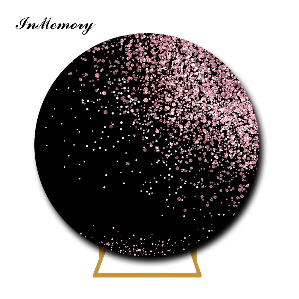 InMemory Marble Bokeh Glitter Round Circle Backdrop For Photography Wedding Lady Woman Birthday Party Background Cover Custom