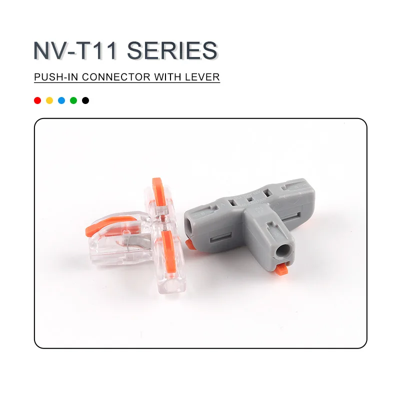 10 PCS T-Type Universal Compact Push-in Quick Wire Connector Quick Distribution Terminal Copper Clip Home Main Power splitter