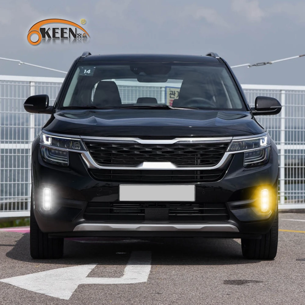 OKEEN 2p Led Daytime Running Light For KIA Seltos KX3 2020 2021 DRL Auto Relay Headlight Turn Signal Fog Lamp Car Accessorie 12V