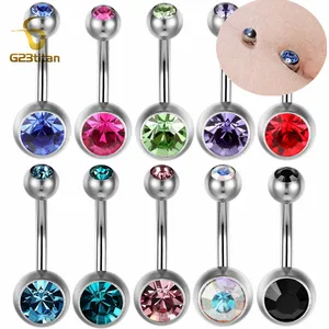 G23Titian 14G 8mm 10mm 12mm Cincin Pusar Titanium Bedah Perhiasan Tindik Tubuh Batang Pusar Zirkon Barbel Ombligo Nombril 10 anting cartier penjualan terbaik - №