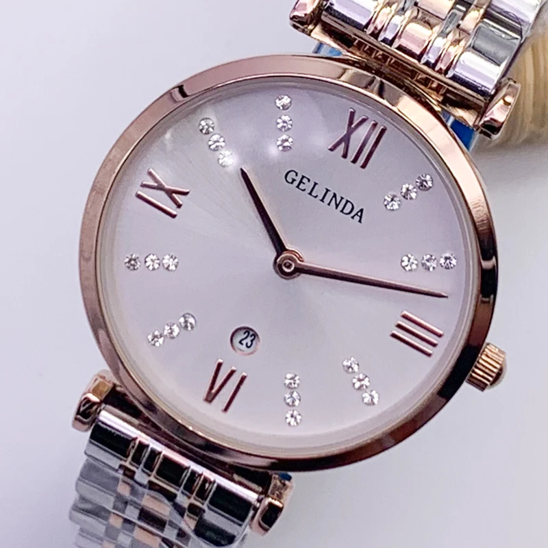 

Women's Ｗatch Top Brand Luxury 2021 Fashion Diamond Stainless SteelRose Gold Steel Strap Women's Quartz Watch Japanese Movement