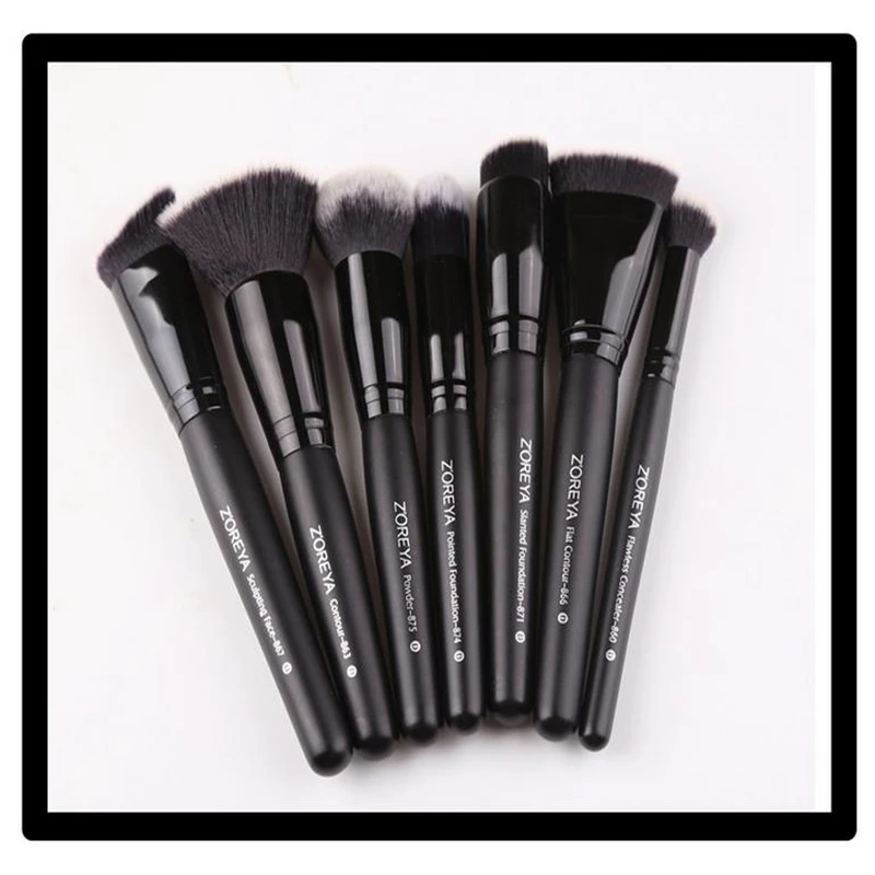 ZOREYA 15 Types Black Makeup Brushes Eye Face Cosmetic Foundation Powder Blush Eyeshadow Kabuki Blending Make up Brush Beauty To