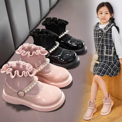 Autumn Children Boots Girls Fashion Boot Kids Ankle Boot Black Pink Kids Leather Shoes Non-slip 2 3 4 5 6 7 8 9 10T