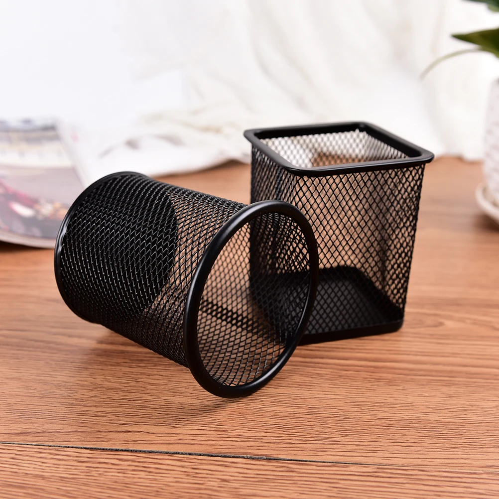 Metal Mesh Pen Stand Pencil Stationery Holder Desk Organizer Stand for Pens Office Storage Accessories Black