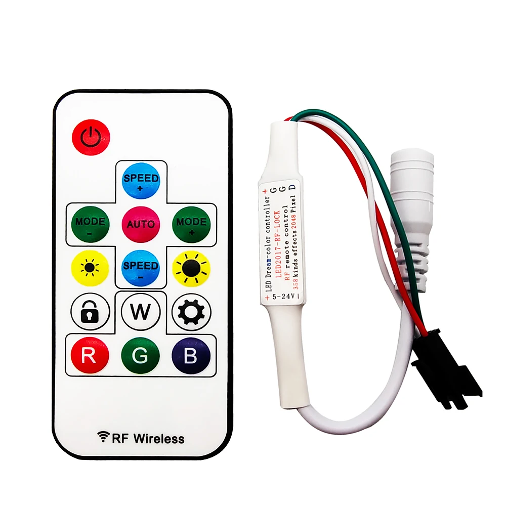 

DC5-24V 14Keys RF Led Controller Mini Wireless Smart Remote For 3Pin Individually Addressable 5050 RGB Strip Light Ring Panel