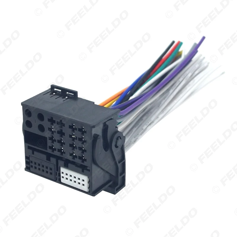 FEELDO Car Radio Installation Reverse Male Wire Wiring Harness Plug With 12Pin AUX Wire Plug For Audi/BWM/Volkswagen/Mini/Dodge