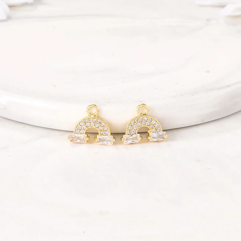 Pendentifs en laiton et Zircon arc-en-ciel, couleur or, boucle d'oreille, accessoires de bijoux, Diy, vente en gros