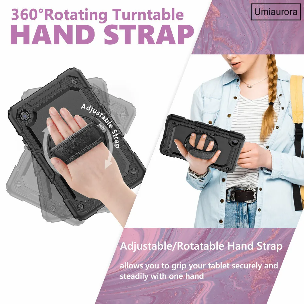 360 Rotation Hand Strap Stoßfest Fall Für Samsung Galaxy Tab S7 FE Plus 12,4 SM-T975 A7 S6 Lite 10,4 SM-T505 schutzhülle