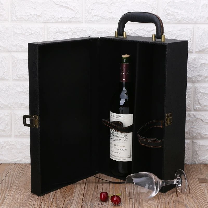 Wine Bottle Box Leather Luxury Bag 2 Red Wine Champagne Tote Handle Travel Case Gift 20 Dropship