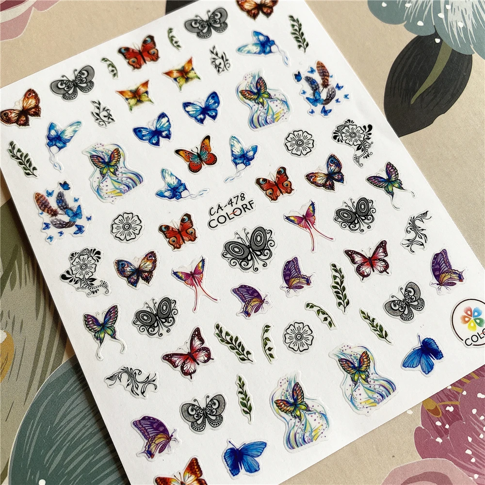 CA-132-478-479-674 Beautiful butterfly fantasy 3D Back glue Nail decal Nail sticker Nail decoration Nail art Nail ornament