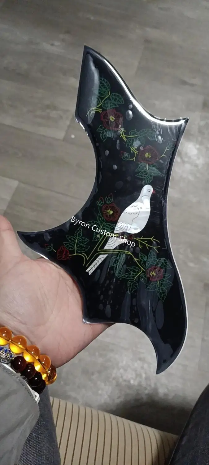 free shipping real pearl Do  ve Self ticker original handmade celluloid pickguard guitar bird inlays acoustic guitar pickguard