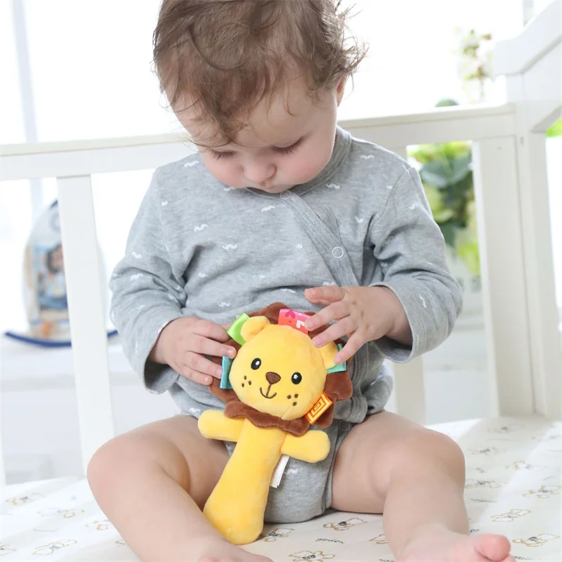 Animal Baby Plush Rattle Mobile Bell Toy Early Educational Wrist Strap Rattle Toys Baby Shaker Hand Bell Baby Toys 0-12 Months