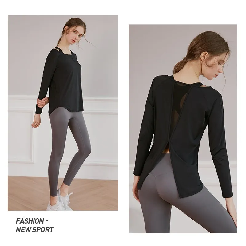 Vansydical Women Seamless Yoga Set Workout Clothes Long Sleeve Gym Crop Top High Waist Leggings Fitness Sport Suit Gymwear