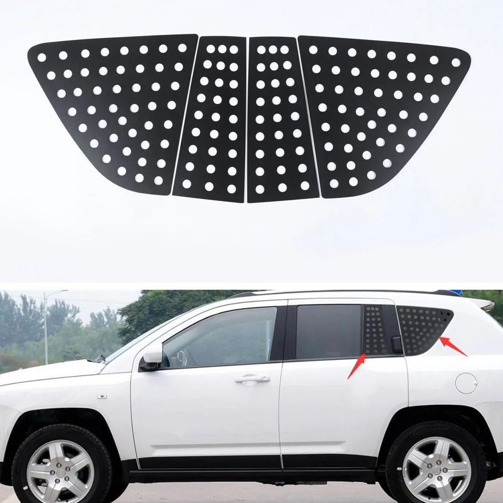 

For Jeep Compass 2007-2016 Aluminum Alloy New Car Rear Window Triangle Cover Trim Styling 4pcs