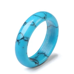 shinygem minimalism artificial turquoise for goldstone smooth ladies rings size 7 8 9 fashion daily women jewelry