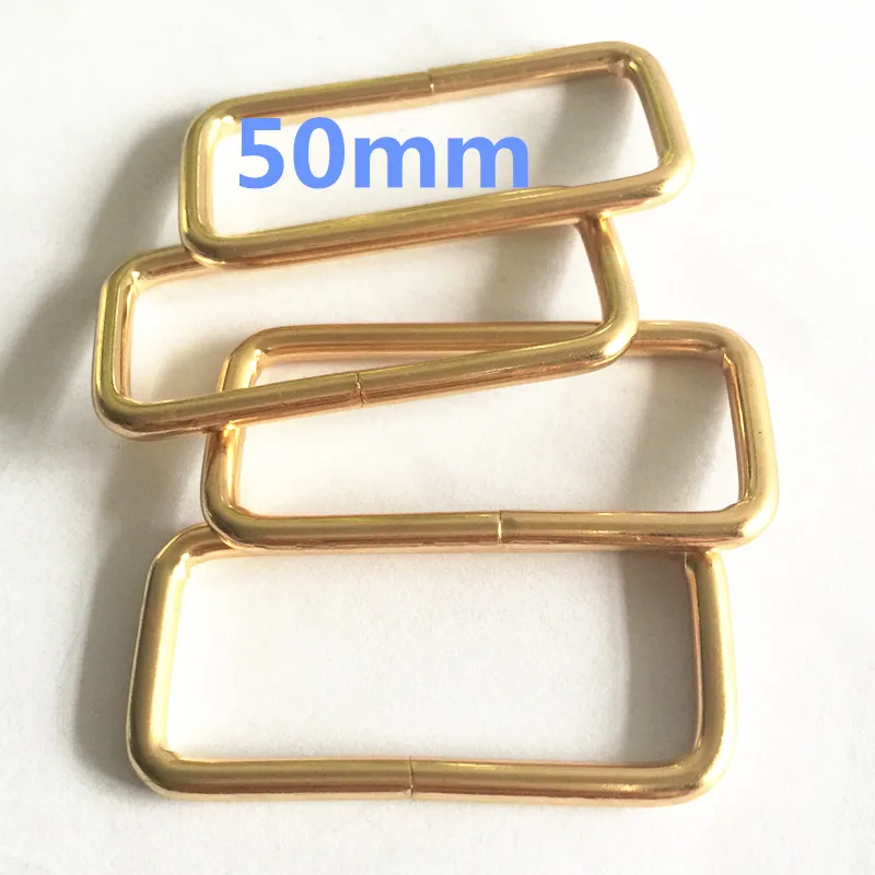 

50pcs 50mm(2''inch) Metal Rectangle Ring Buckles gold Plated Loops Webbing Buckle Strapping Belt Handbag Bags Connect