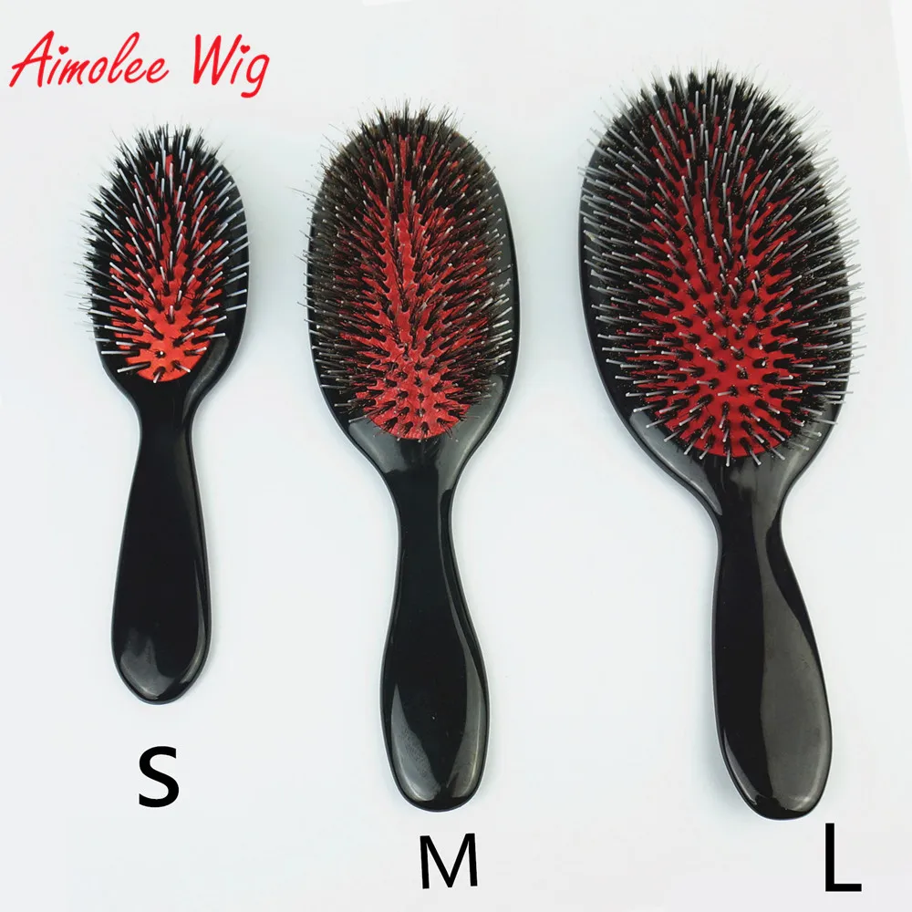 HairBrush Comb pig Bristle Nylon Pins Scalp Massage Comb Handle Deal With Hair Tangle