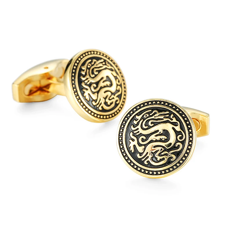 Summer new classic retro style enamel plated 18K Gold luxury gold Cufflink high grade jewelry French shirt men\'s Cufflinks