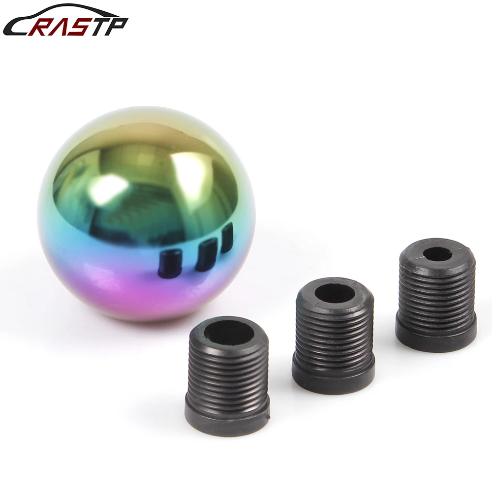 

RASTP-New Arrived Stainless Steel Shift Knob New Chrome Polished Heavy Duty Round Ball With Adapter M8 / M10 RS-SFN012