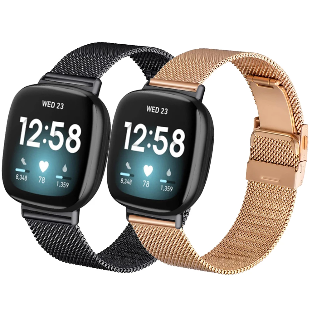 Ремешок Essidi с Миланской застежкой-бабочкой для Fitbit Versa 3 2 1 Versa Lite, сетчатый Браслет из нержавеющей стали для часов Fitbit Sense
